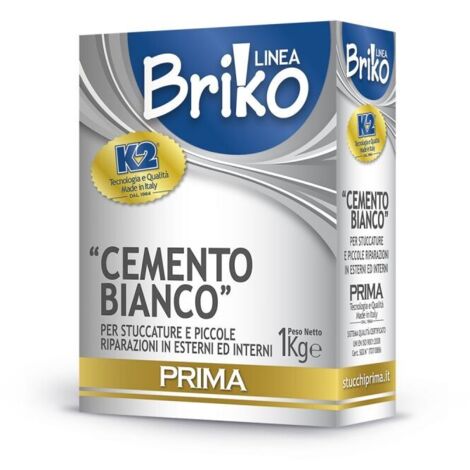 Cemento bianco in polvere Briko K2 per piccole riparazioni e stuccature interne ed esterne -1 Kg