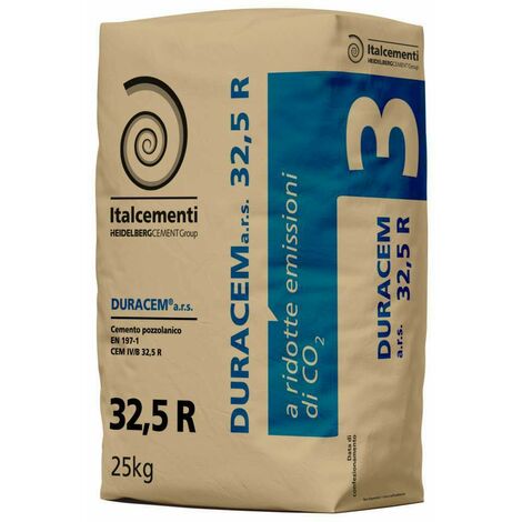 Cemento Grigio 32,5 R – Duracem Italcementi per Edilizia in sacchi da 25 kg.