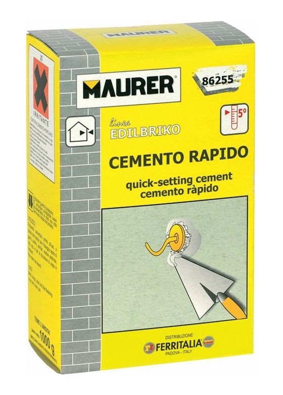 Image of Maurer - Cemento Rapido 5 Kg per Fissaggio di Zanche, Tasselli, Piastrelle e Tubi