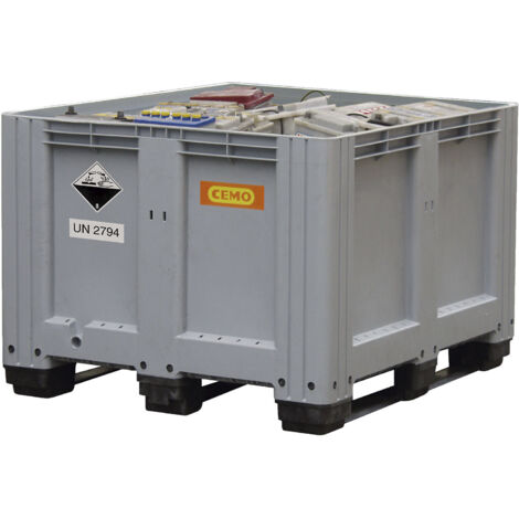 CEMO, Bac de stockage et de transport pour batteries usagées,