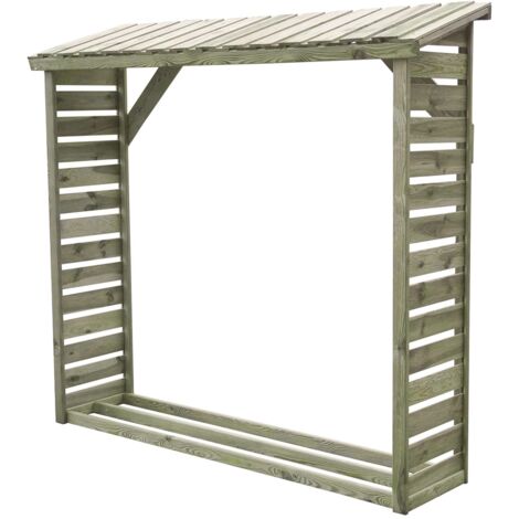 Cémonjardin – Abri à bûches en bois traité autoclave classe III – Dimensions L 196 x lg 52,4 x Ht 180 cm – Capacité 1,04 m³ – Plancher surélevé