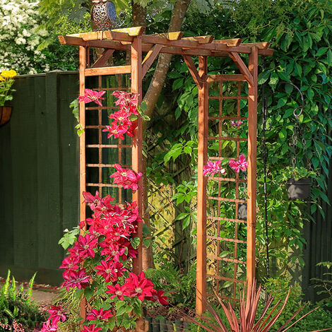 Cémonjardin – Arche de jardin Jasmin droite – Pin sylvestre traité autoclave classe III – Dimensions 214 cm de hauteur – Passage ajustable 100-160 cm
