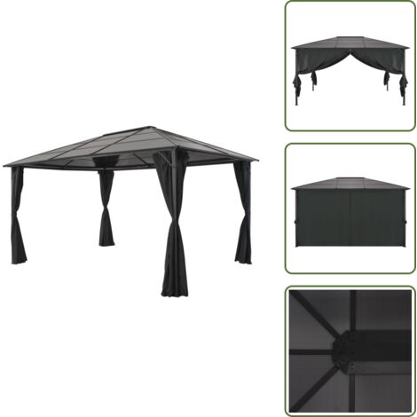 Cenador aluminio - vidaXL Cenador con cortinas aluminio 4x3x2,6 m negro - Cenador con techo