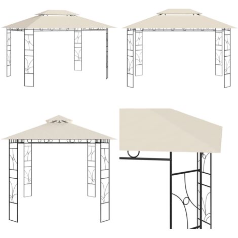 Cenador color crema 4x3x2,7 m 160 g/m² - Toldo para exteriores - Toldo de acero