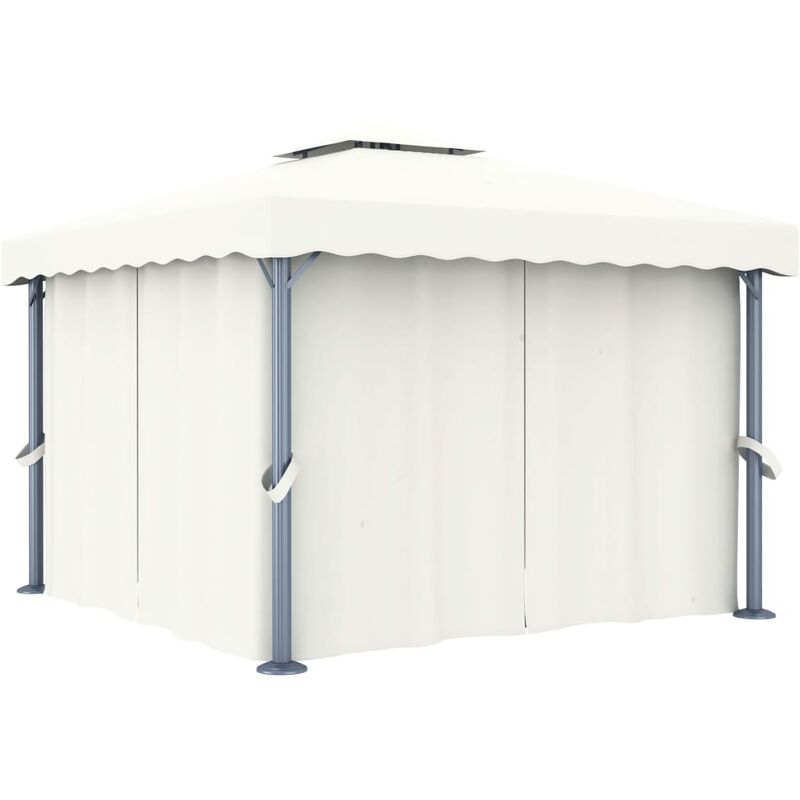 

Happyshopping - Cenador con cortina blanco crema aluminio 3x3 m