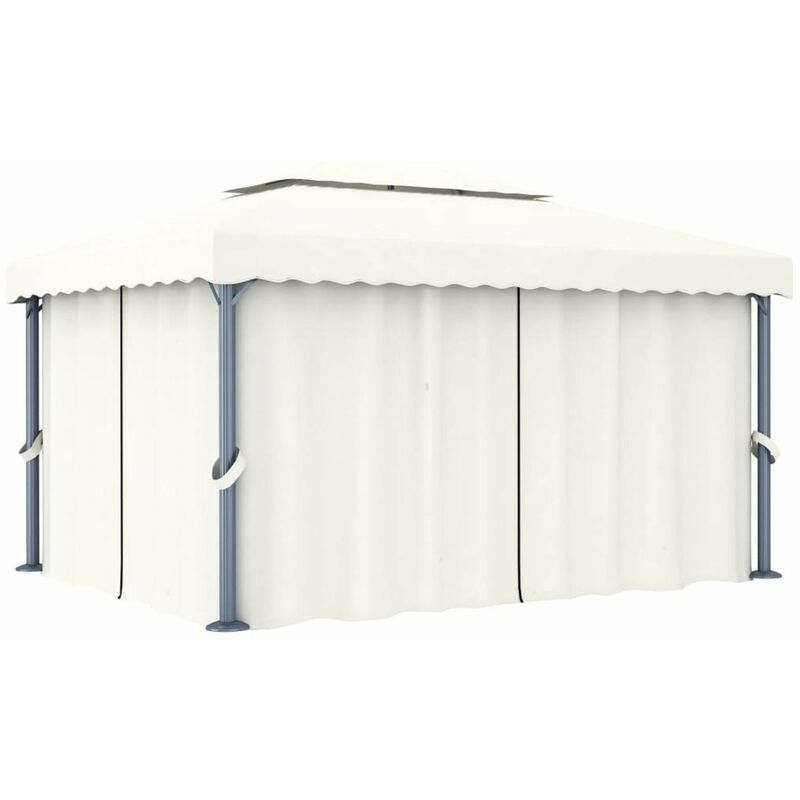 

Happyshopping - Cenador con cortina blanco crema aluminio 4x3 m