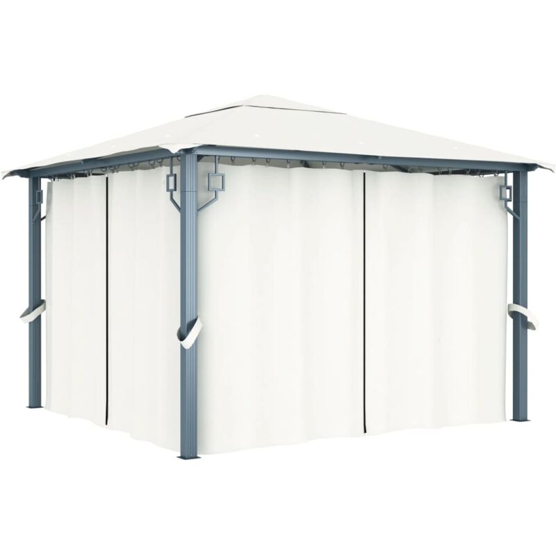 

Cenador con cortina color crema aluminio 300x300 cm - Crema - Vidaxl