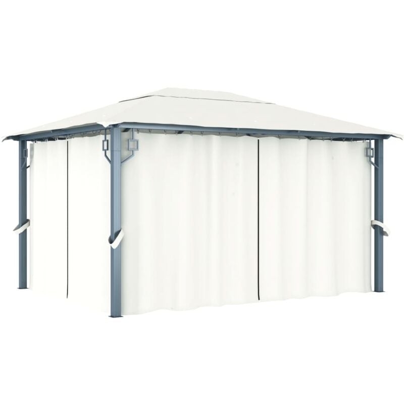

Cenador con cortina color crema aluminio 400x300 cm - Crema - Vidaxl