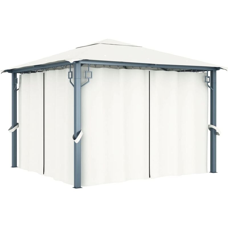 

Cenador con cortina color crema aluminio 300x300 cm - Crema