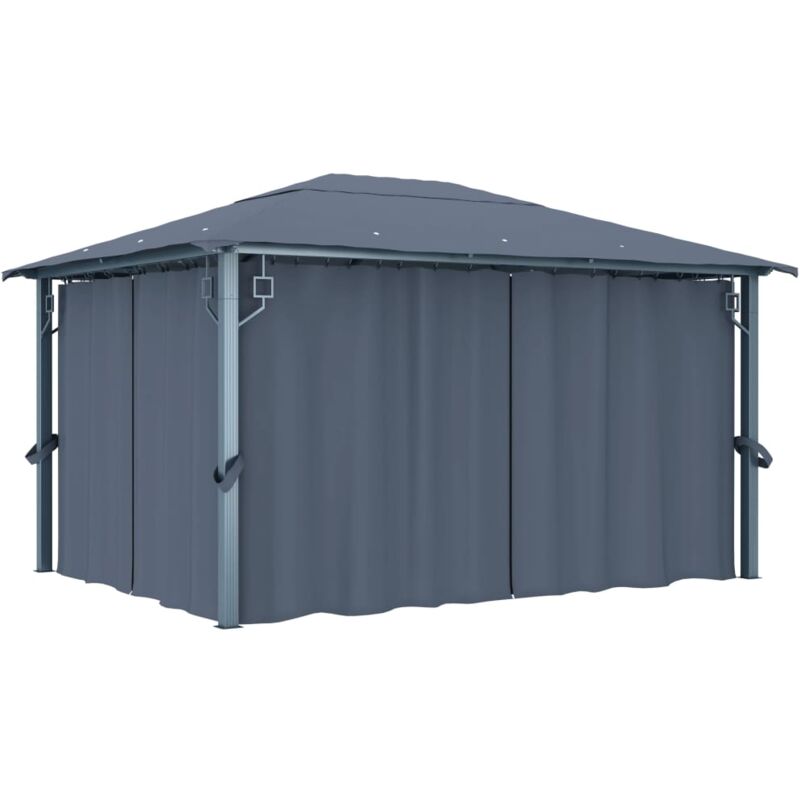 

Cenador con cortina gris antracita aluminio 400x300 cm - Antracita - Vidaxl