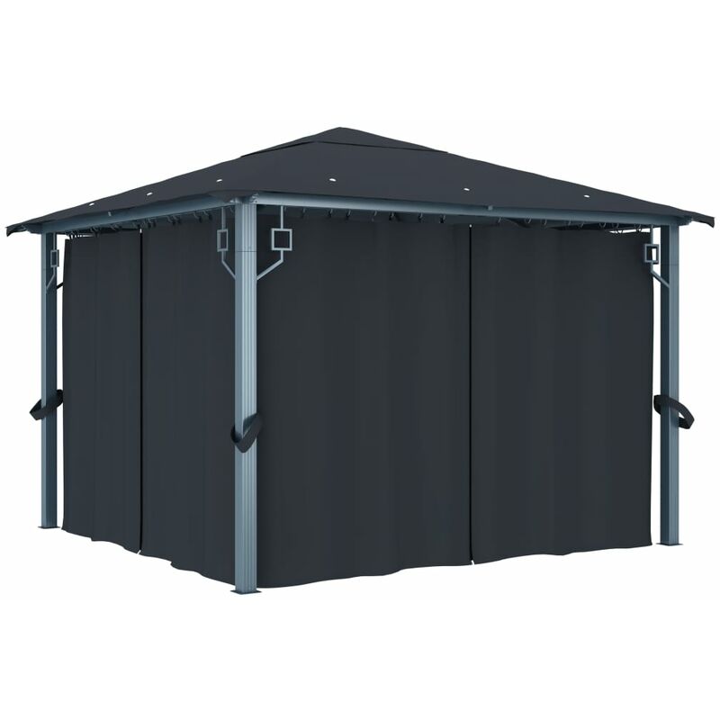 

Cenador con cortina gris antracita aluminio 300x300 cm - Antracita