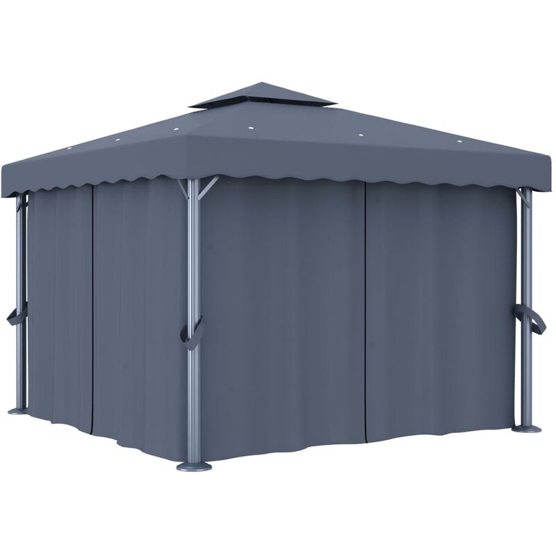 

Cenador con cortina gris antracita aluminio 3x3 m - Gris