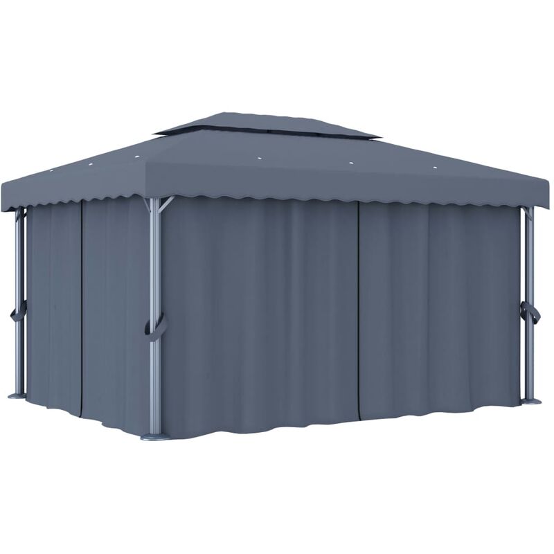 

Cenador con cortina gris antracita aluminio 4x3 m - Gris