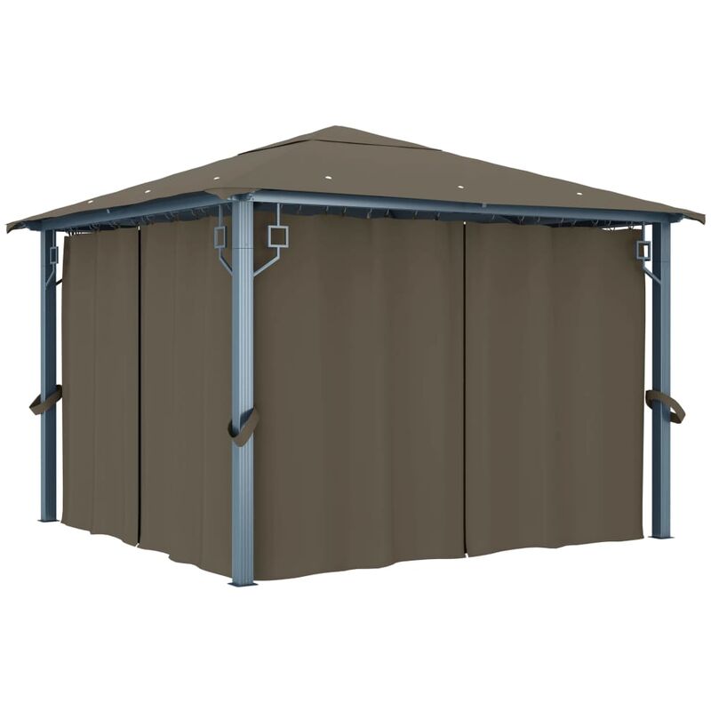 

Cenador con cortina gris taupe aluminio 300x300 cm