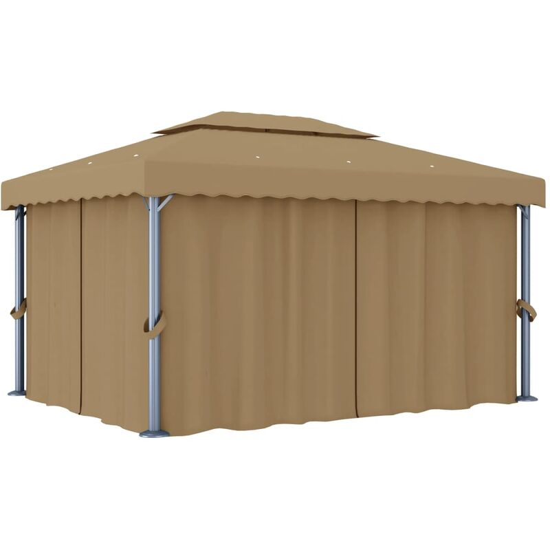 

Cenador con cortina gris taupe aluminio 4x3 m - Gris Topo