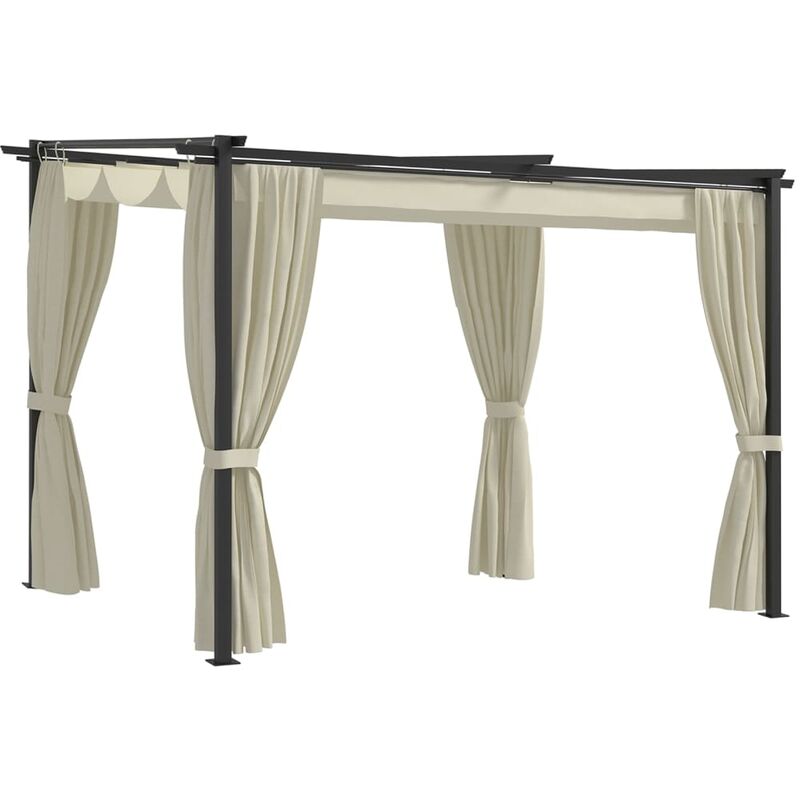 

Cenador con cortinas acero color crema 3x3 m