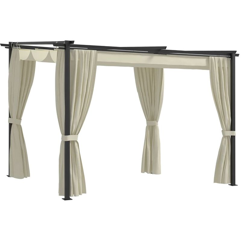 

Cenador con cortinas acero color crema 3x3 m - Crema