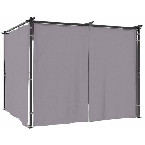Cenador con cortinas acero gris antracita 3x3 m