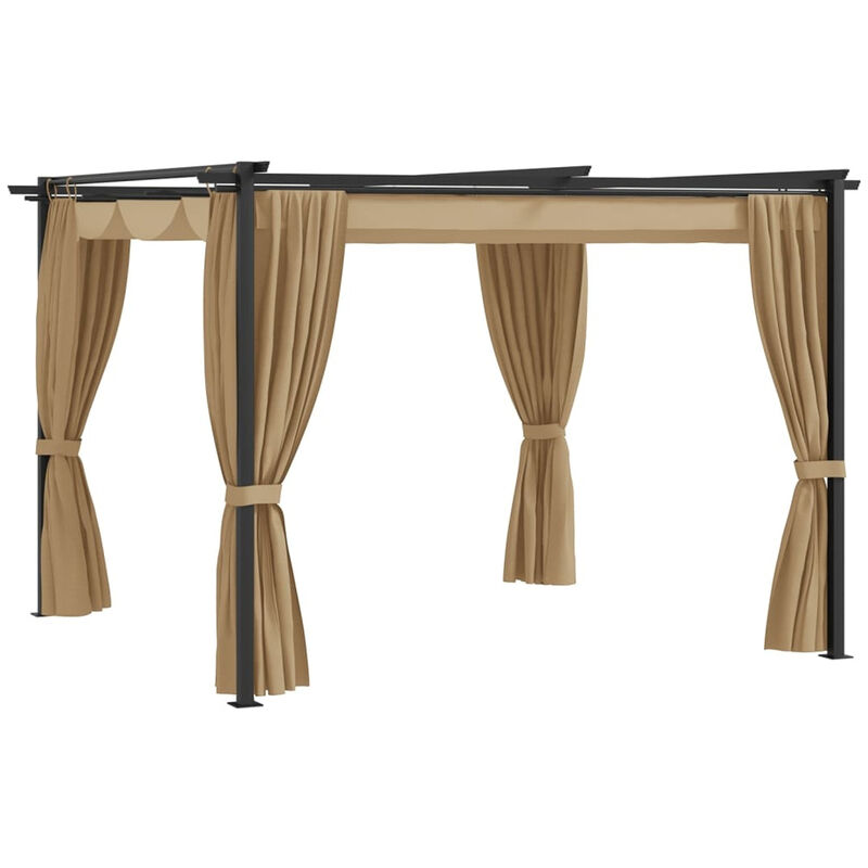 

Cenador con cortinas acero gris taupe 3x3 m