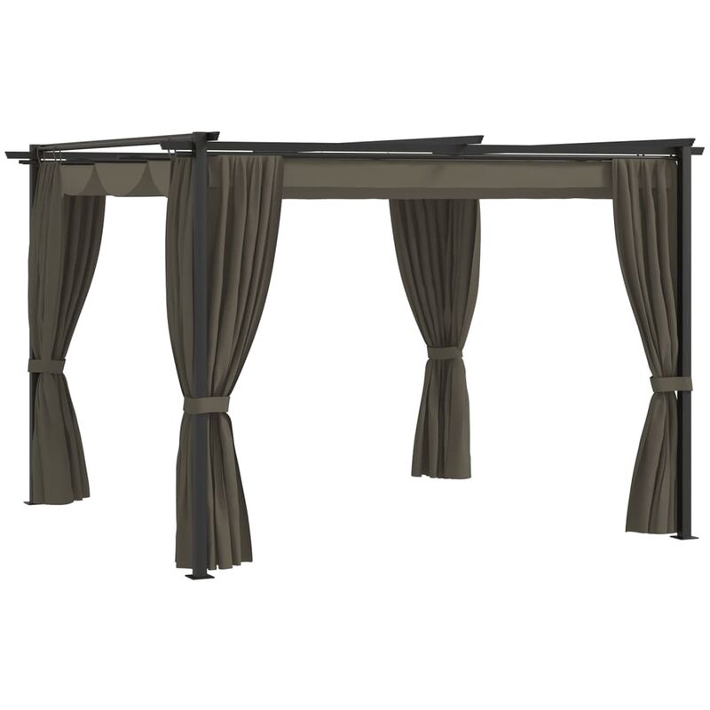 

Cenador con cortinas acero gris taupe 3x3 m