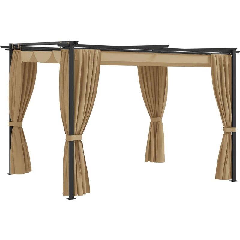 

Cenador con cortinas acero gris taupe 3x3 m - Gris Topo