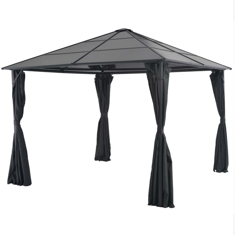 

Cenador con cortinas aluminio 3x3 m negro