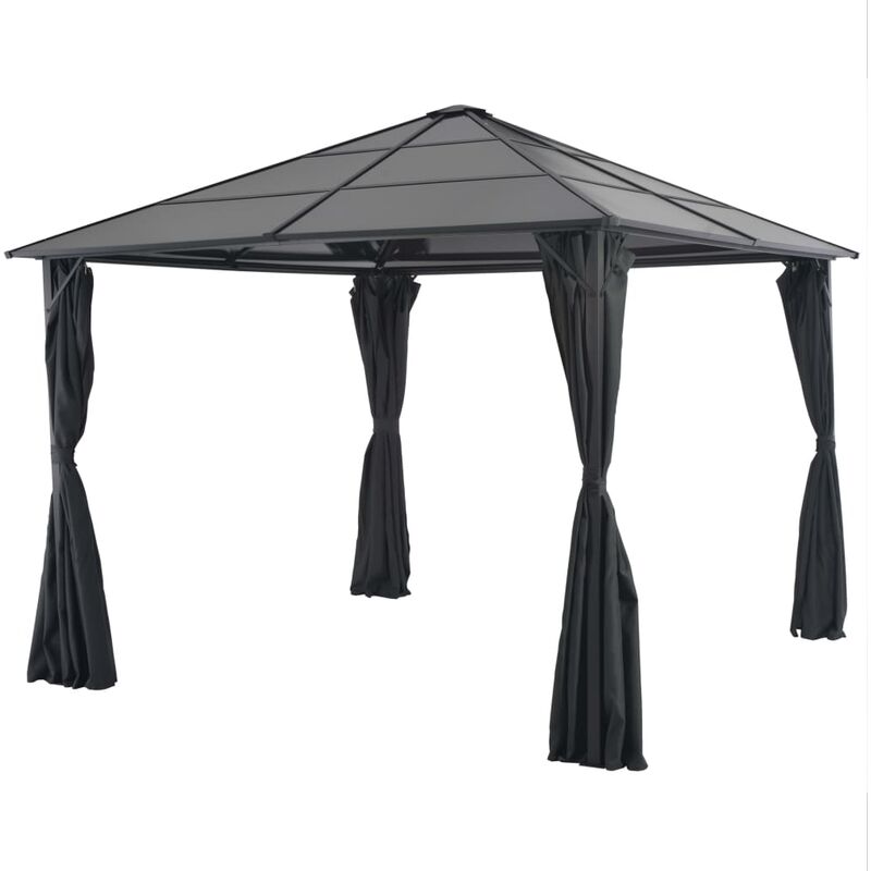 

Youthup - Cenador con cortinas aluminio 3x3 m negro - Negro