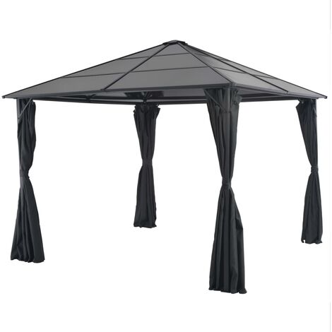 Cenador con cortinas aluminio 3x3 m negro vidaXL