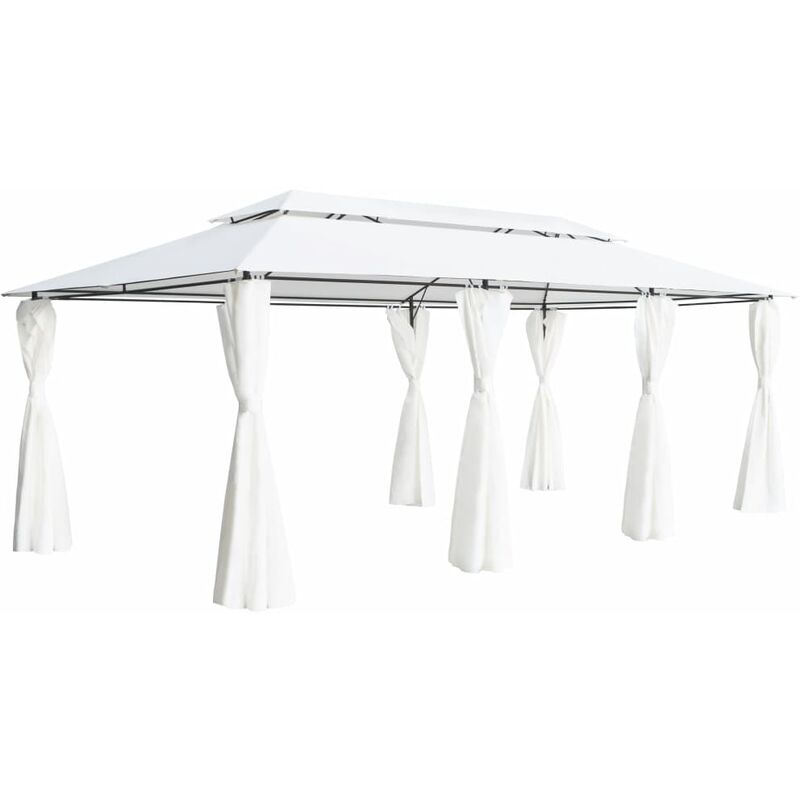 

Cenador con cortinas blanco 600x298x270 cm