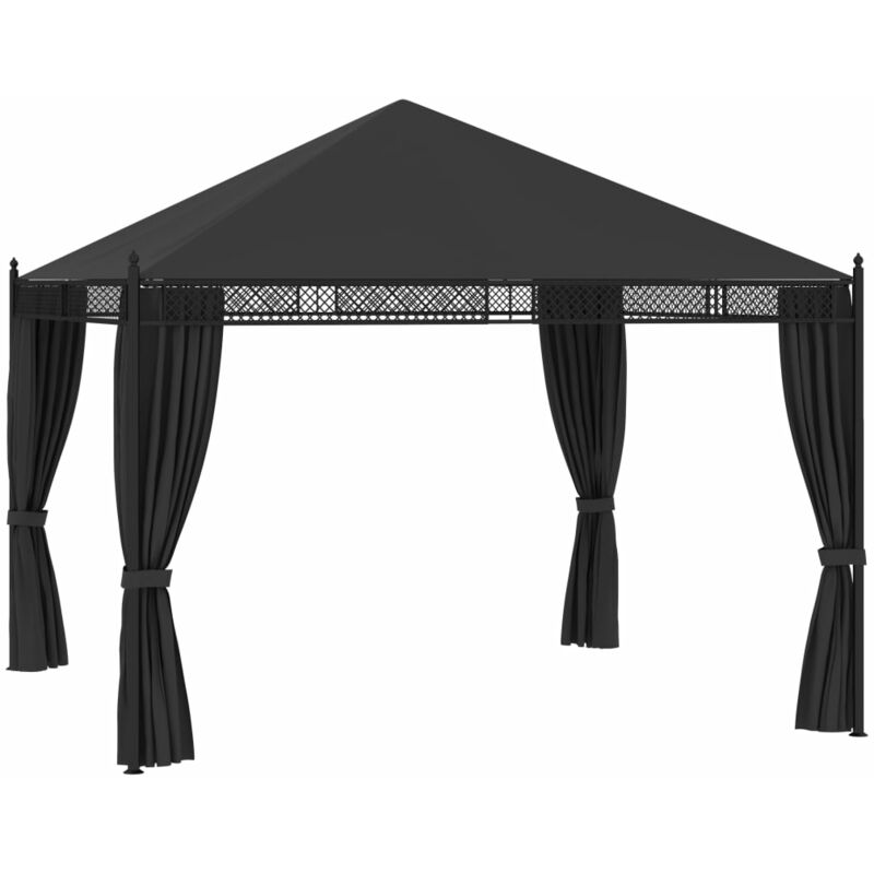 

Cenador con cortinas gris antracita 3,5x3,5x3,1 m - Antracita - Vidaxl
