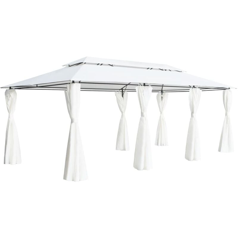 

Vidaxl - Cenador con Cortinas 600x298x270 cm Blanco - Blanco