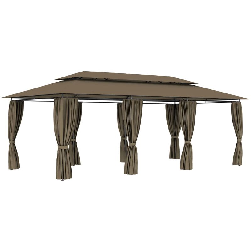 

Cenador con cortinas gris taupe 180g/m² 600x298x270 cm