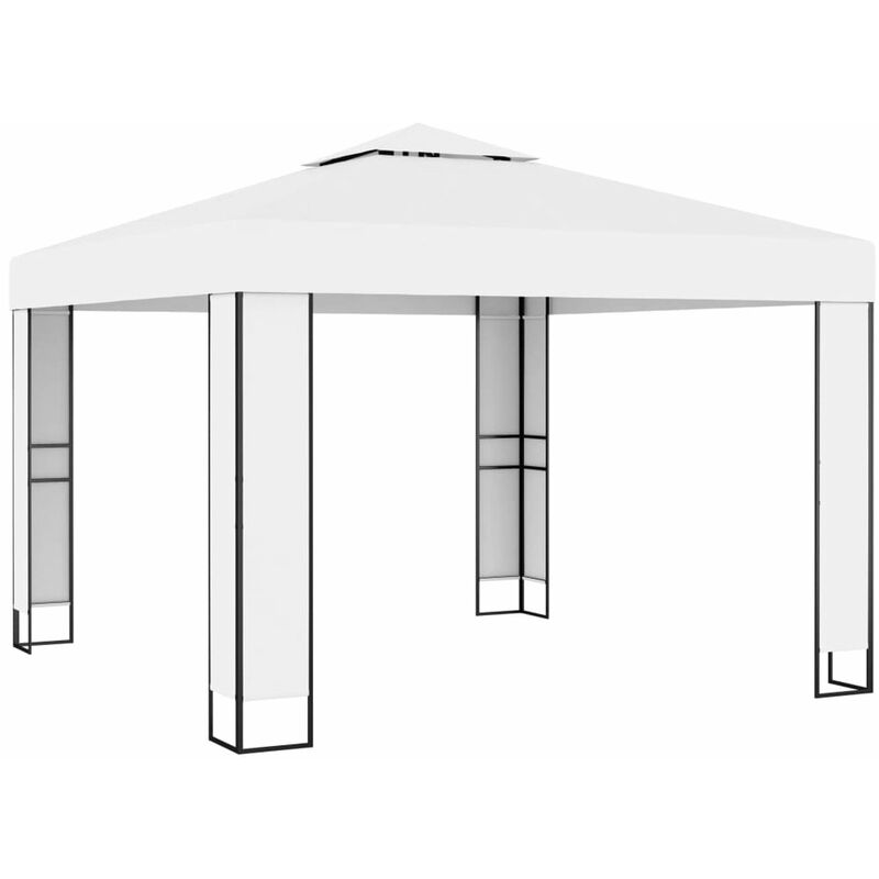 

Cenador con doble techo blanco 3x3 m