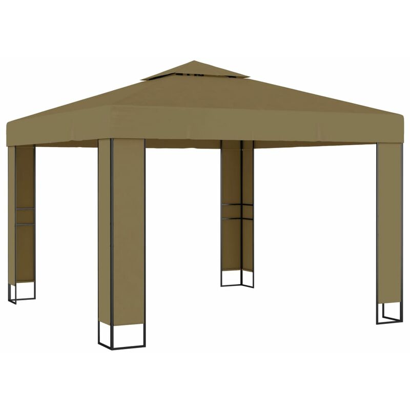 

Cenador con doble techo gris taupe 3x3x2,7 m 180 g/m² - Gris Topo