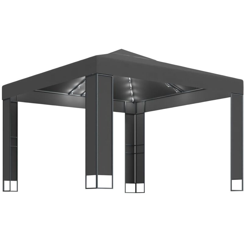 

Cenador con doble techo y tira de luces antracita 3x3 m - Antracita