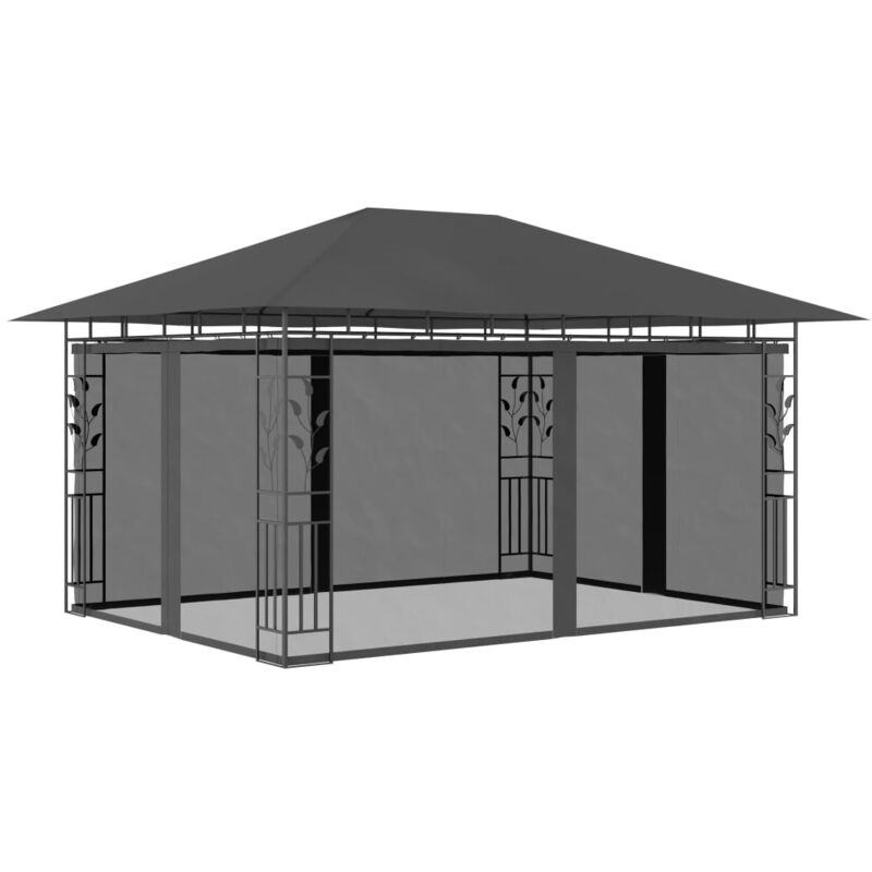 

Cenador con mosquitera gris antracita 4x3x2,73 m 180 g/m² - Antracita - Vidaxl