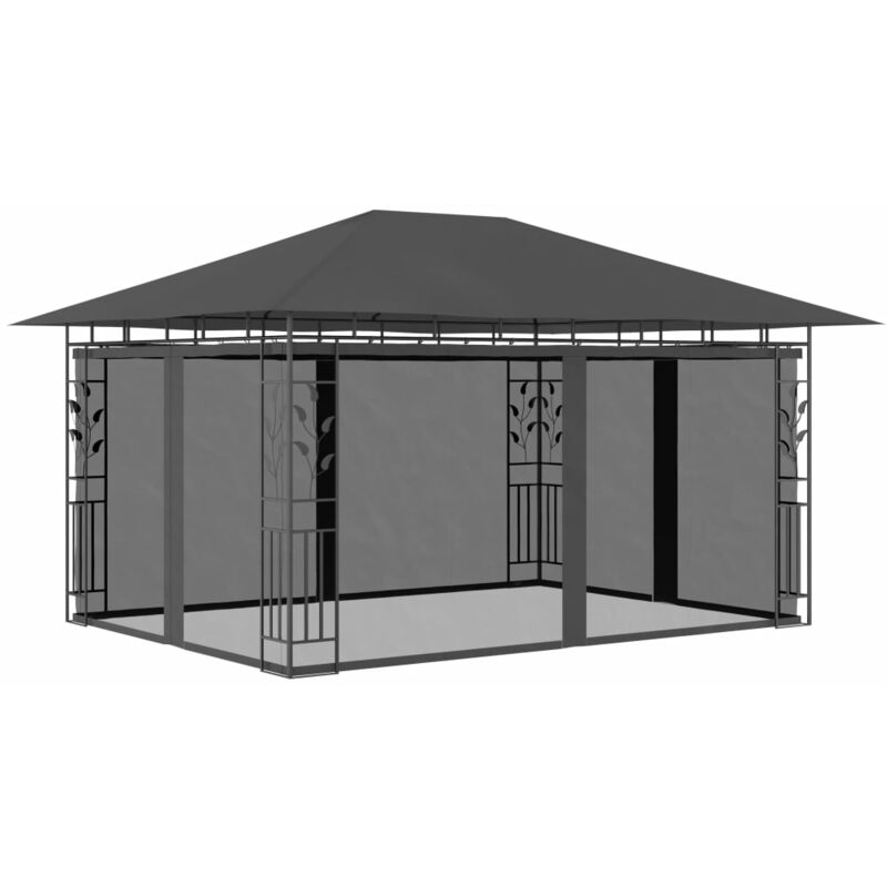 

Cenador con mosquitera gris antracita 4x3x2,73 m 180 g/m² - Gris