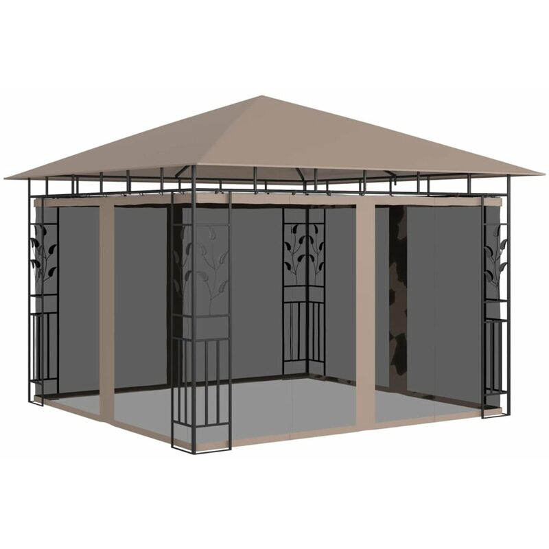

Cenador con mosquitera gris taupe 3x3x2,73 m 180 g/m2