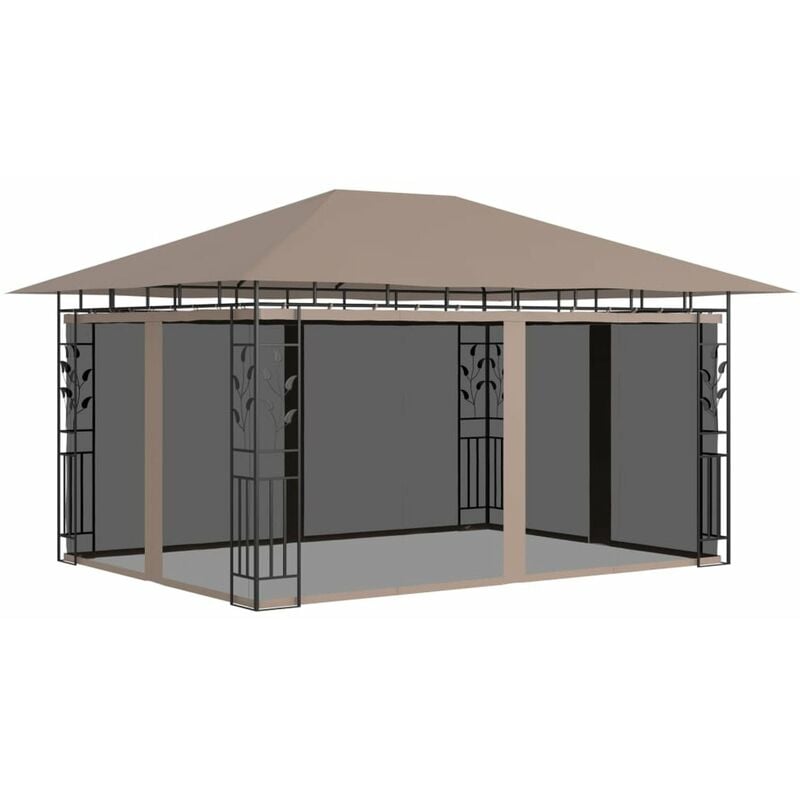 

Cenador con mosquitera gris taupe 4x3x2,73 m 180 g/m2