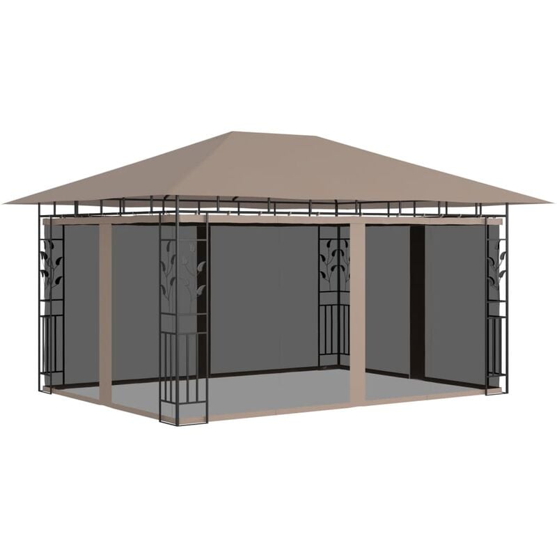 

Cenador con mosquitera gris taupe 4x3x2,73 m 180 g/m² - Gris Topo