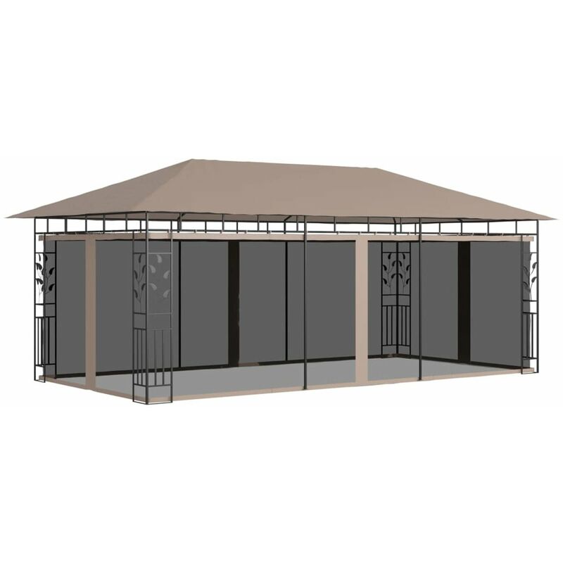 

Cenador con mosquitera gris taupe 6x3x2,73 m 180 g/m2