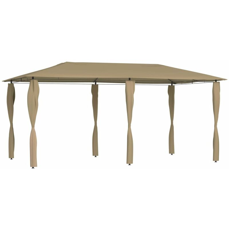 

Cenador con cubiertas de postes taupe 3x6x2,6 m 160 g/m2