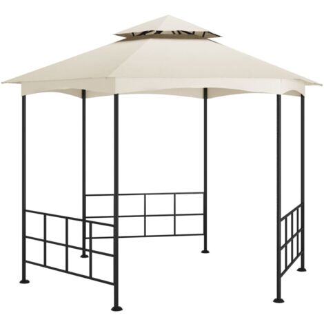Cenador con paredes laterales crema 3,1x2,7 m vidaXL