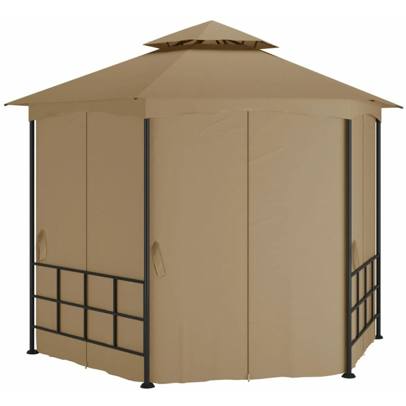 

Happyshopping - Cenador con paredes laterales gris taupe 3,1x2,7 m