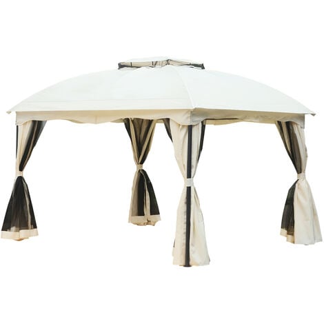 Cenador con Techo Gazebo Pabellón Exterior 3x3.65x2.82m con Pared Lateral