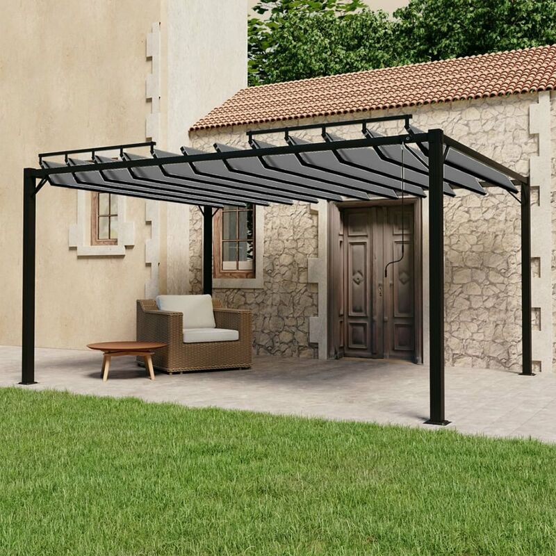

Cenador con techo persiana 3x4 m tela y aluminio antracita