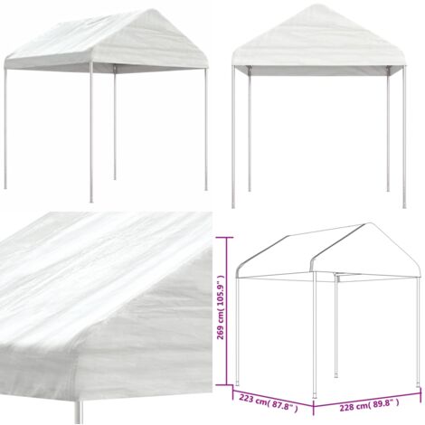 Cenador con techo polietileno blanco 2,28x2,23x2,69 m - Refugio al aire libre - Carpa para eventos