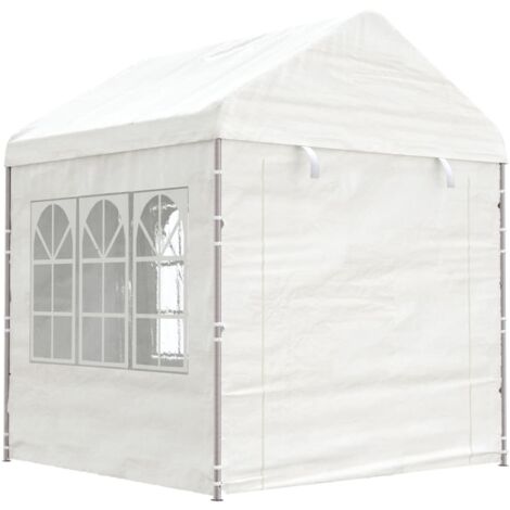 Cenador con techo polietileno blanco 2,28x2,23x2,69 m vidaXL