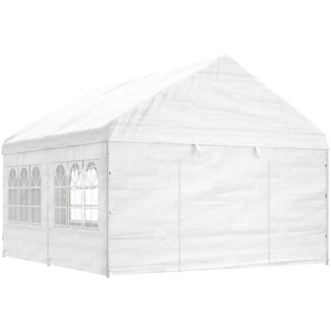 Cenador con techo polietileno blanco 4,46x4,08x3,22 m vidaXL