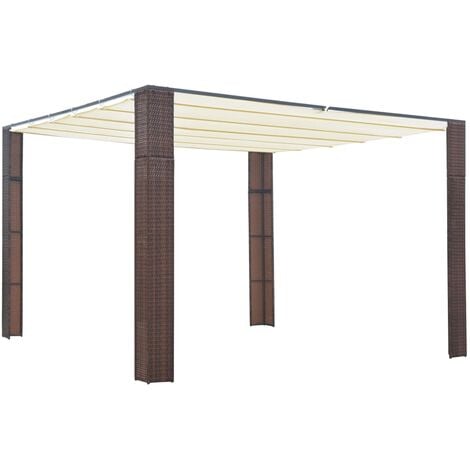 Cenador con techo ratán sintético 300x300x200 cm marrón y crema vidaXL